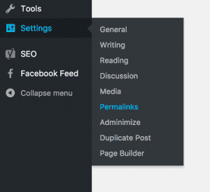 permalinks menu in WordPress